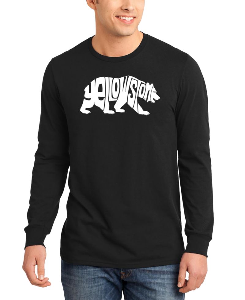 Men's Yellowstone Bear Word Art Long-Sleeve T-Shirt