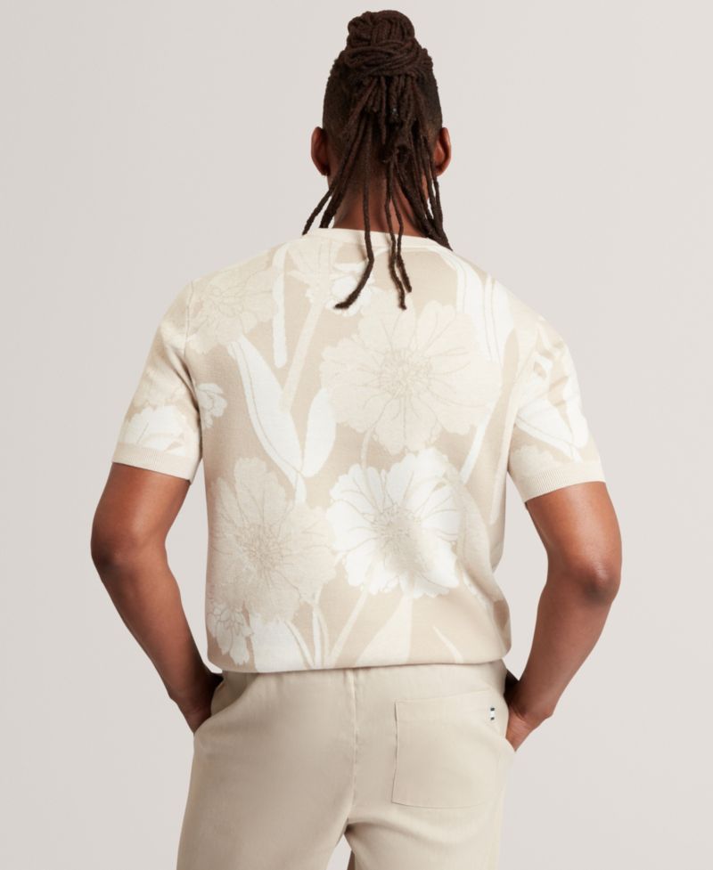 Men's Jacquard Floral Print Short-Sleeve T-Shirt