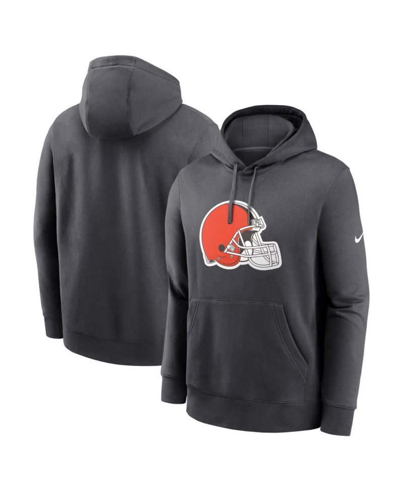 Men's Anthracite Cleveland Browns Club Logo Pullover Hoodie