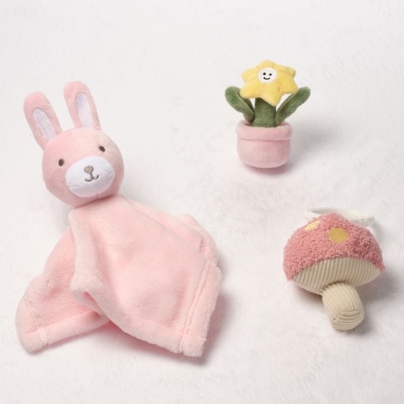 Lambs and Ivy Garden Bunny 3-Piece Developmental Infant Baby Plush Gift Set