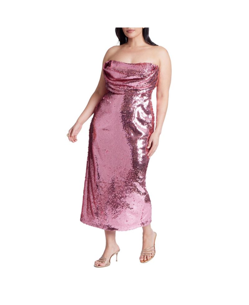 Women's Corset Bodice Sequin Midi Dress