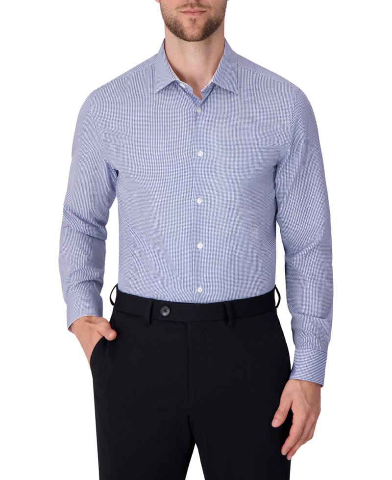 Men's 4-Way Tonal Geometric-Print Woven Dress Shirt