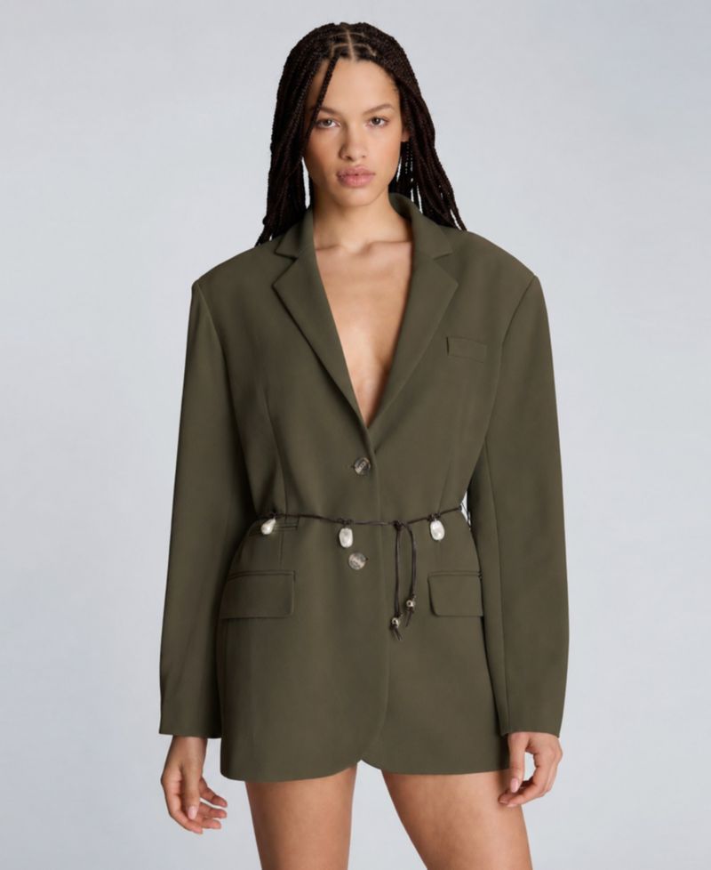 Women's Boyfriend Blazer with Pearl Charm Belt