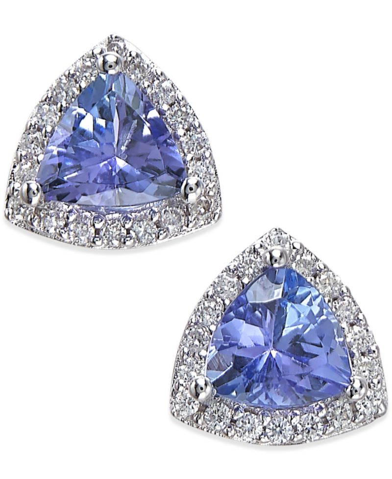 EFFY® Tanzanite (3/4 ct. t.w.) and Diamond (1/8 ct. t.w.) Stud Earrings in 14k White Gold