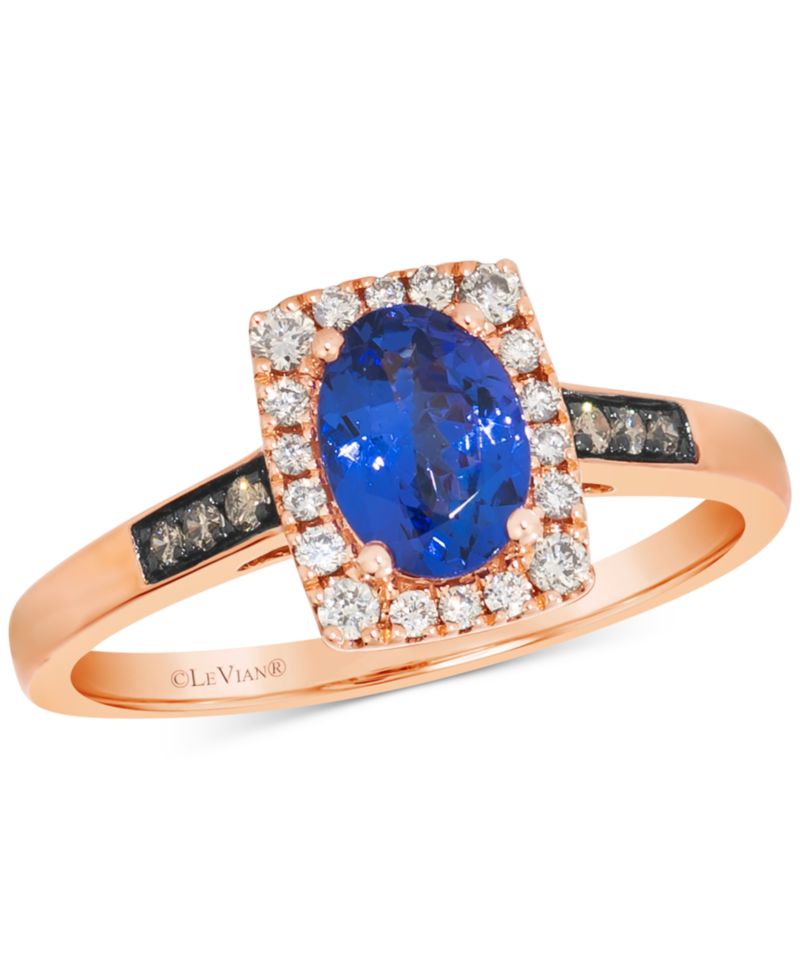 Tanzanite (5/8 ct. t.w.) & Diamond (1/5 ct. t.w.) Statement Ring in 14k Rose Gold
