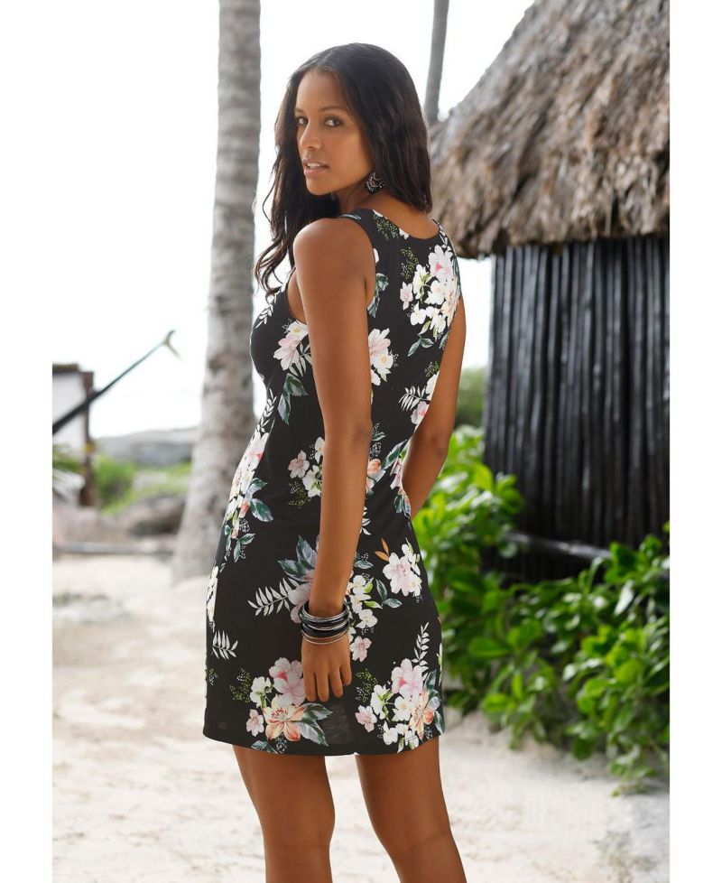 Women's Floral-Print A-Line V-Neck Dress