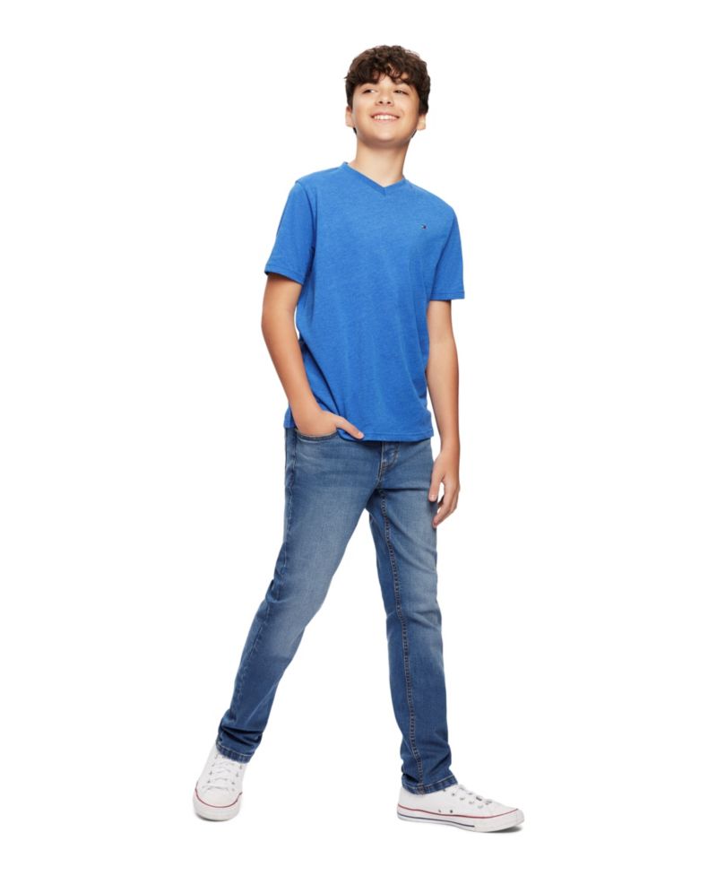 Big Boys' Solid Embroidered Logo V-Neck Tee