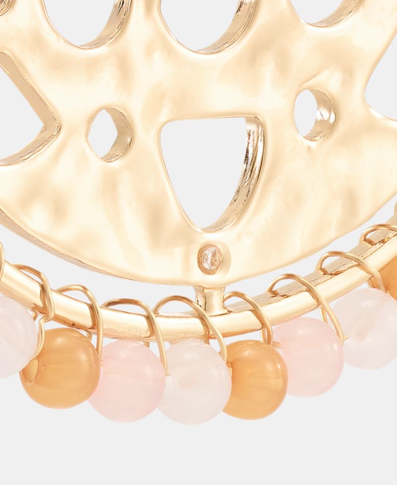 Gold-Tone Beaded Half Hoop Earrings