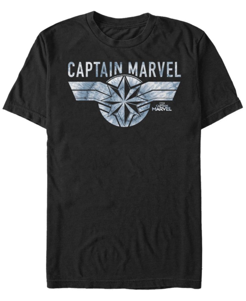 Marvel Men's Captain Marvel Blue Tie Dye Logo Short Sleeve T-Shirt