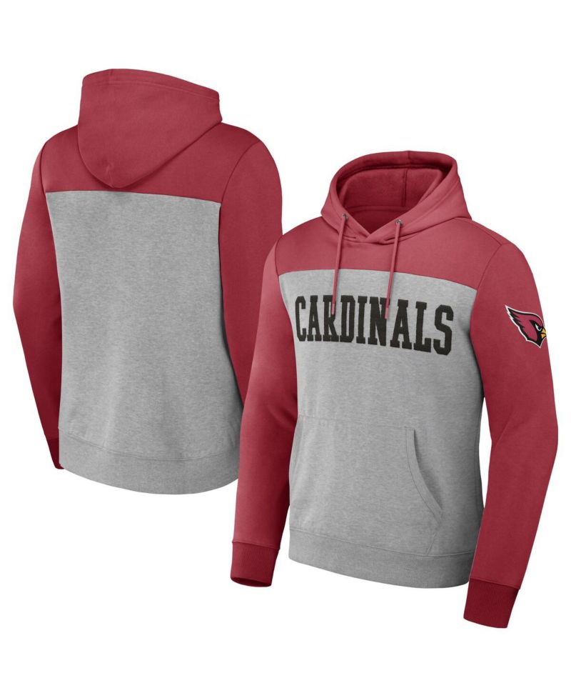 Men's Heather Gray Arizona Cardinals Color Blocked Pullover Hoodie