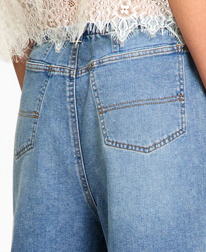 Petite Seamed Slouchy Tie-Waist Jeans