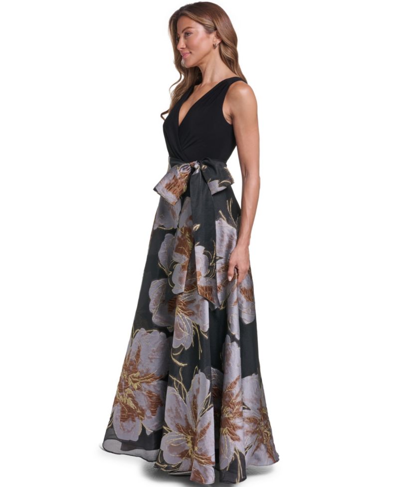 Women's Floral Ball-Gown Sleeveless Dress