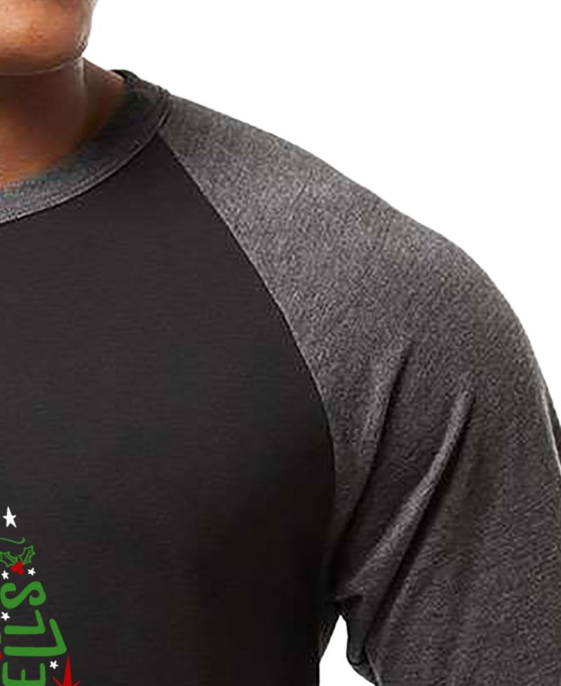 Men's Holiday Christmas Tree Word Art Raglan-Sleeve T-Shirt