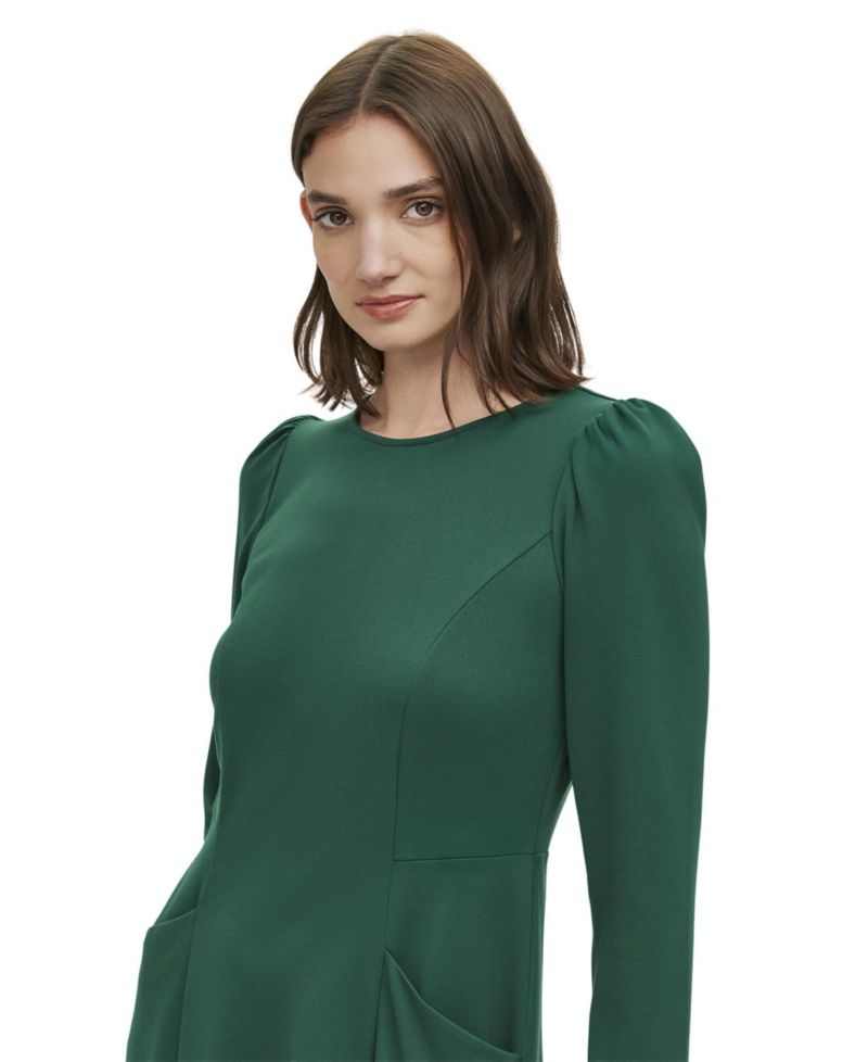 Women's Felice Ponte Jersey Long-Sleeve A-Line Midi Dress