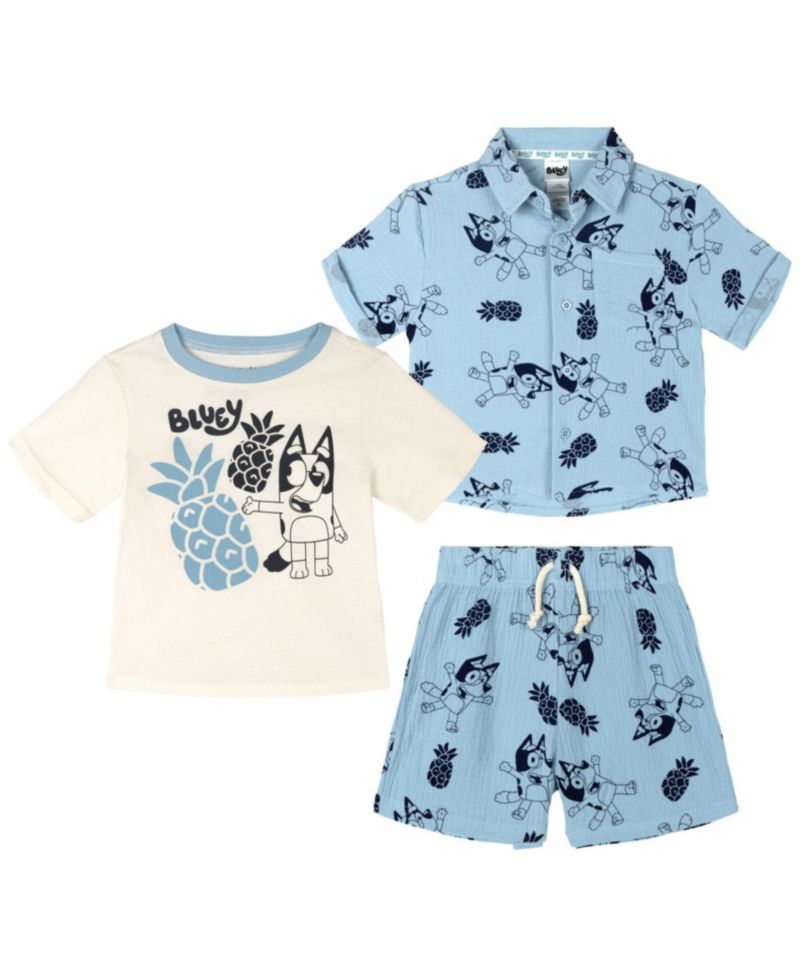 Toddler Boys 2T-4T Hawaiian Shirt, Tee and Shorts Set