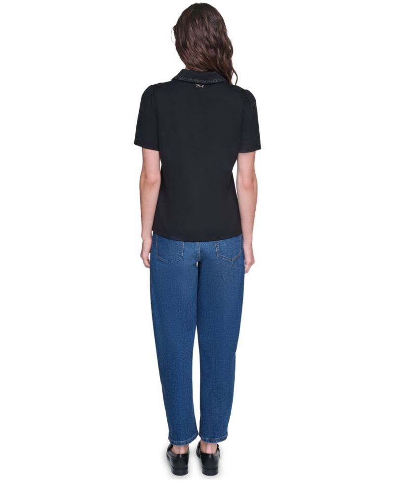 Women's Short-Sleeve Collared Knit Polo