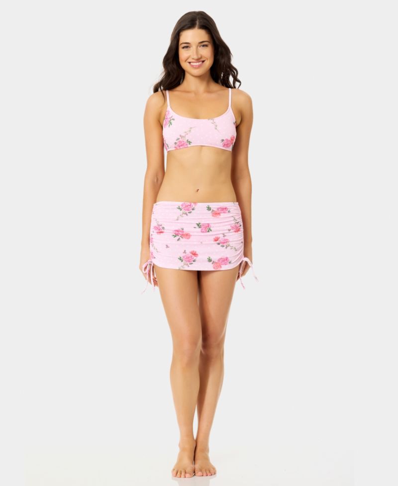 Women's Solid Popcorn Scrunch Side-Tie Swim Skirt