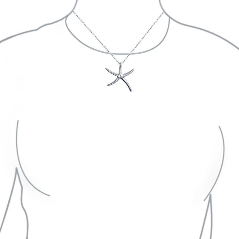 Tropical Vacation Nautical Starfish Pendant Necklace .925 Sterling Silver
