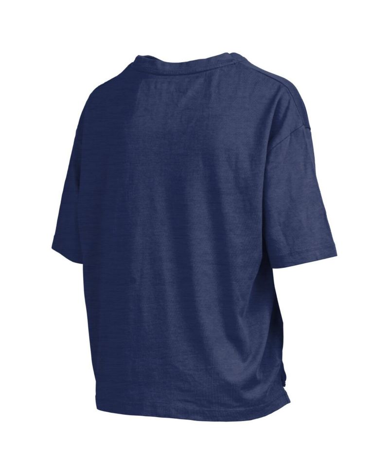 Women's Navy Penn State Nittany Lions Nelson Arch Over Logo Waist Length Oversized Slub T-Shirt