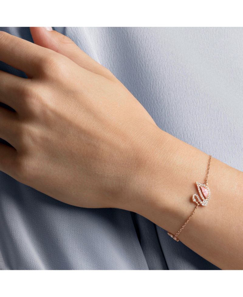Dazzling Swan Magnetic Rose Gold Tone Plated Bracelet