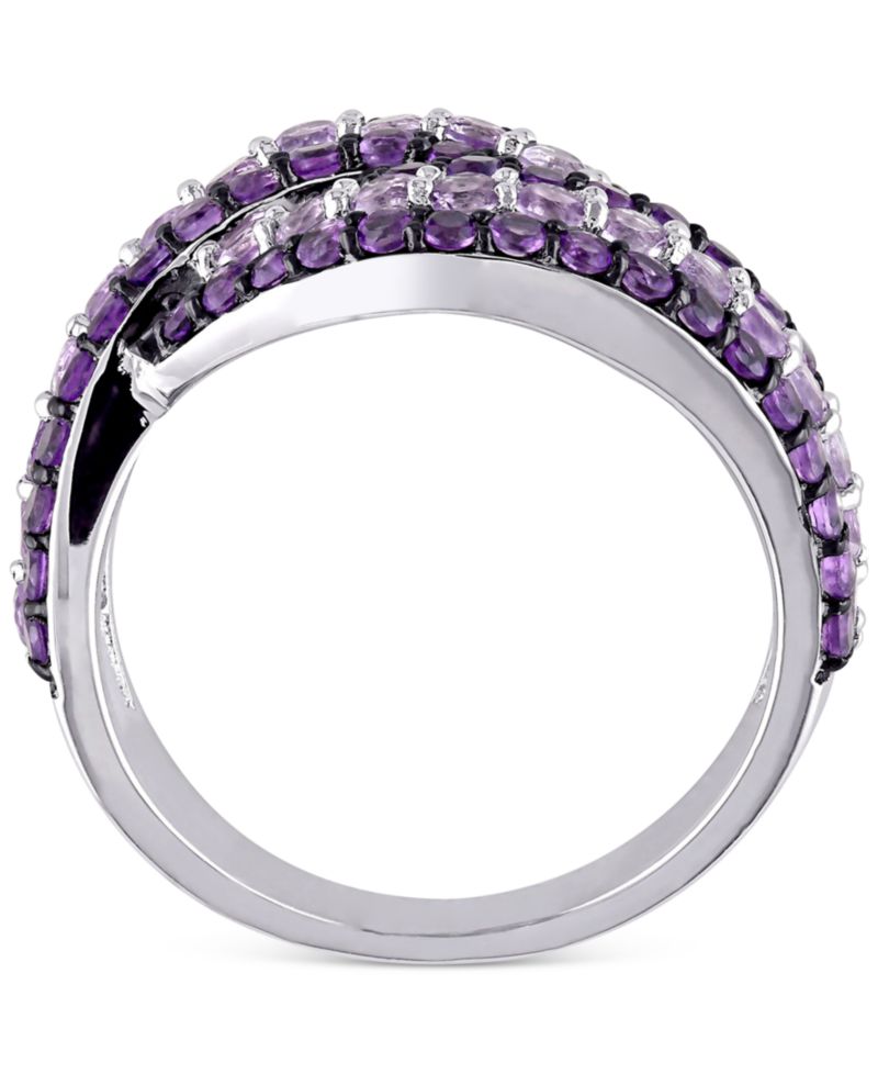 Amethyst (4/5 ct. t.w.) & Rose De France (3/4 ct. t.w.) Swirl Ring in Sterling Silver (Also available in Garnet, Pink Sapphire & Blue Topaz)