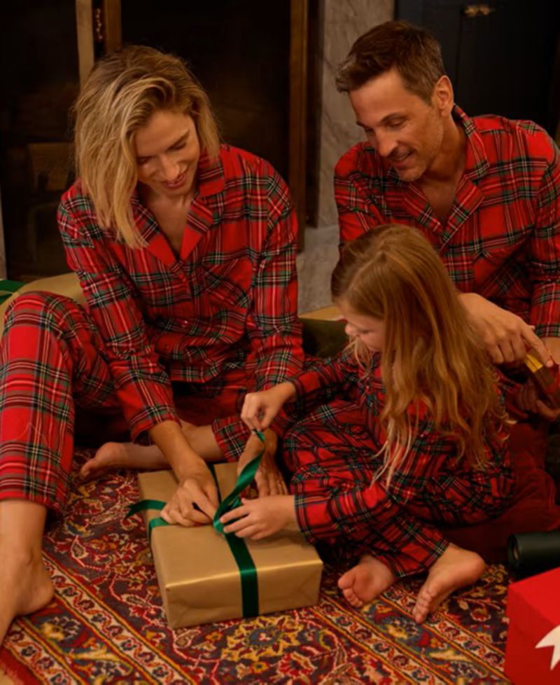 Men's Brinkley Plaid Notch Collar Matching Family Pajamas Set