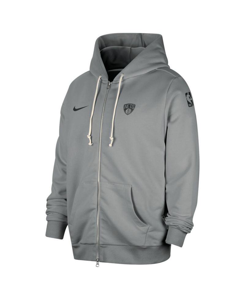 Men's Gray Brooklyn Nets Authentic Standard Issue Full-Zip Hoodie Jacket