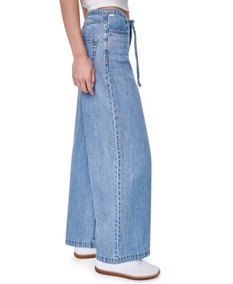 Petite Mid-Rise Drawstring Relaxed Fit Jeans
