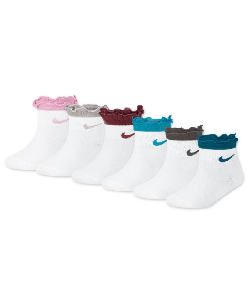 Girls' 4-7 Ruffle Detail Ankle Socks, 6-Pack