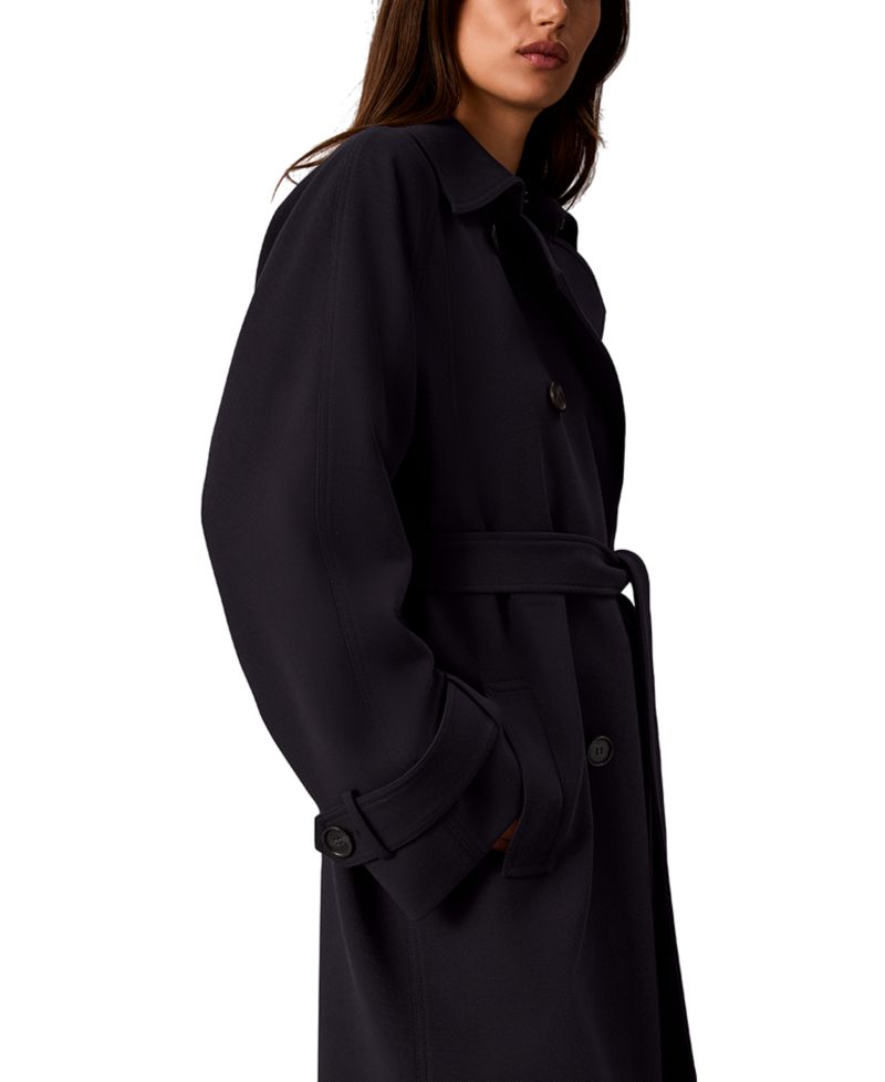 Petite Double-Breasted Belted Trench Coat