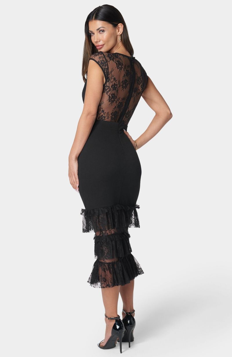 Women's Tiered Lace Midi Dress