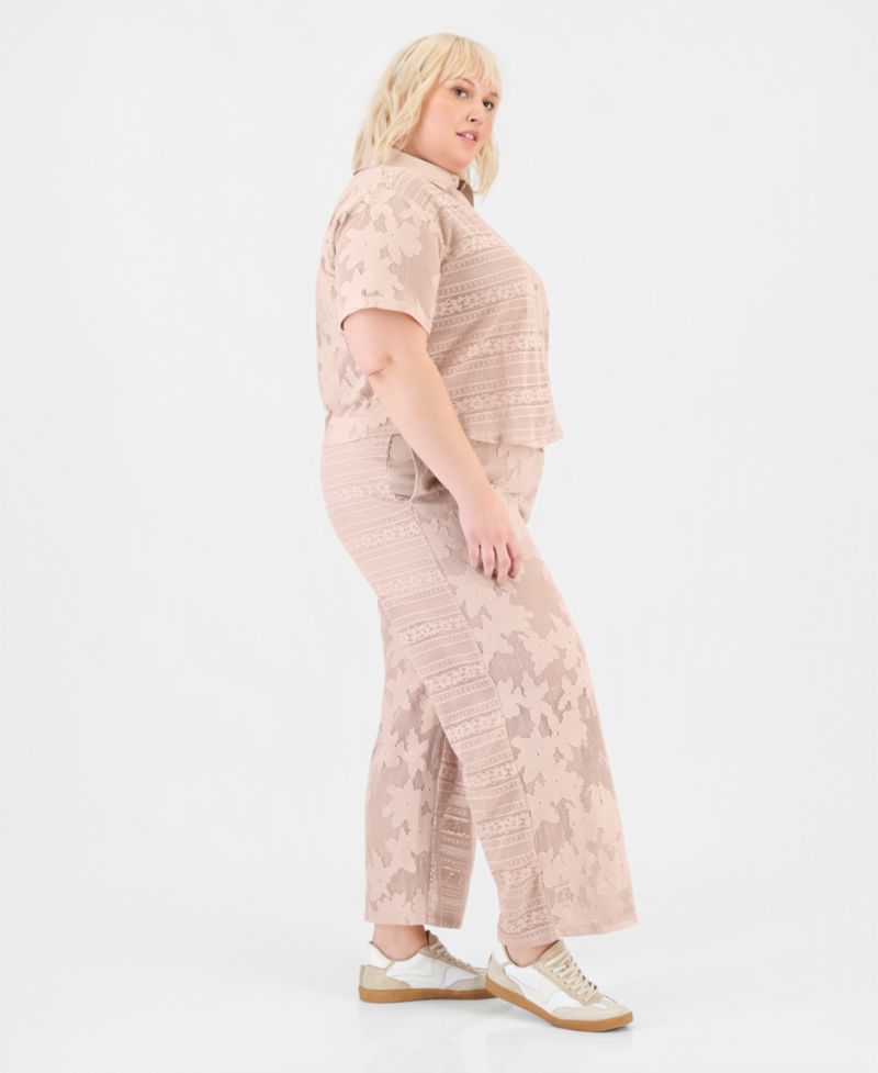 Trendy Plus Size Lace Drawstring-Waist Pants