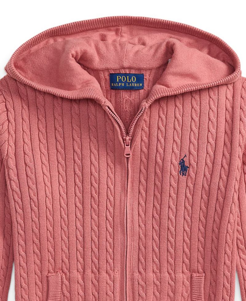 Girls 2T-6X Mini-Cable Cotton Full-Zip Hoodie