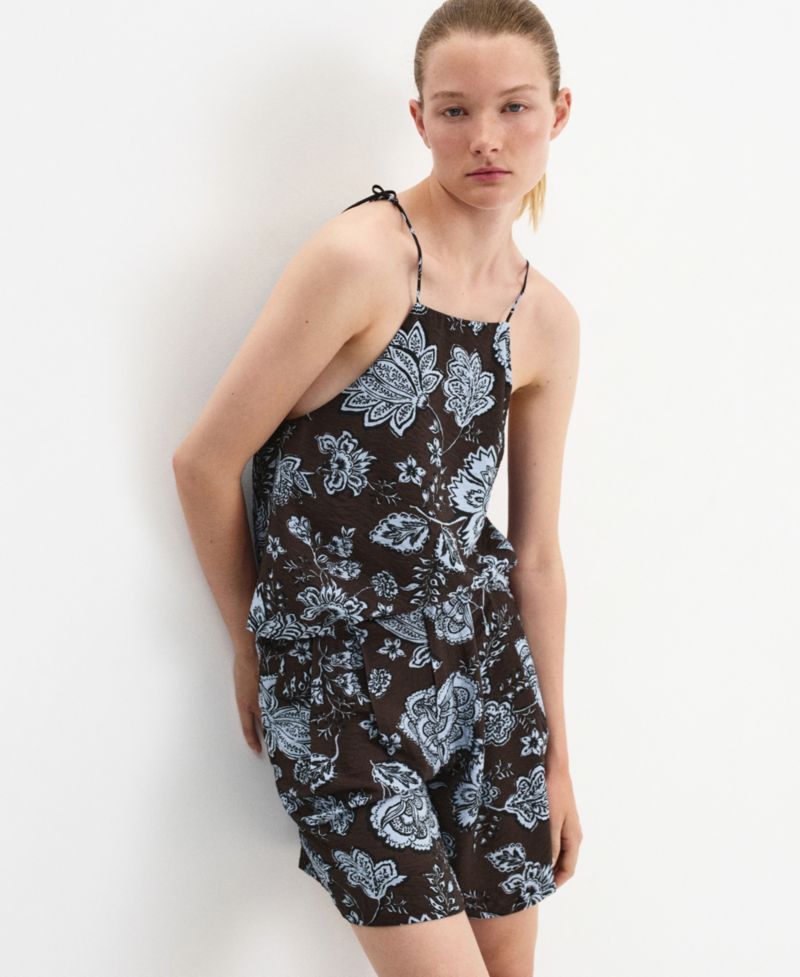 Women's Floral-Print Pleated Wide-Leg Shorts, 7" Inseam