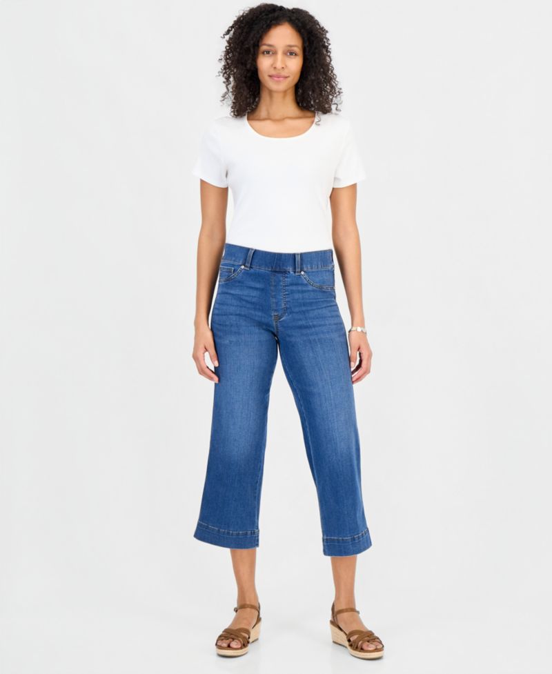 Petite High-Rise Cropped Wide-Leg Jeans