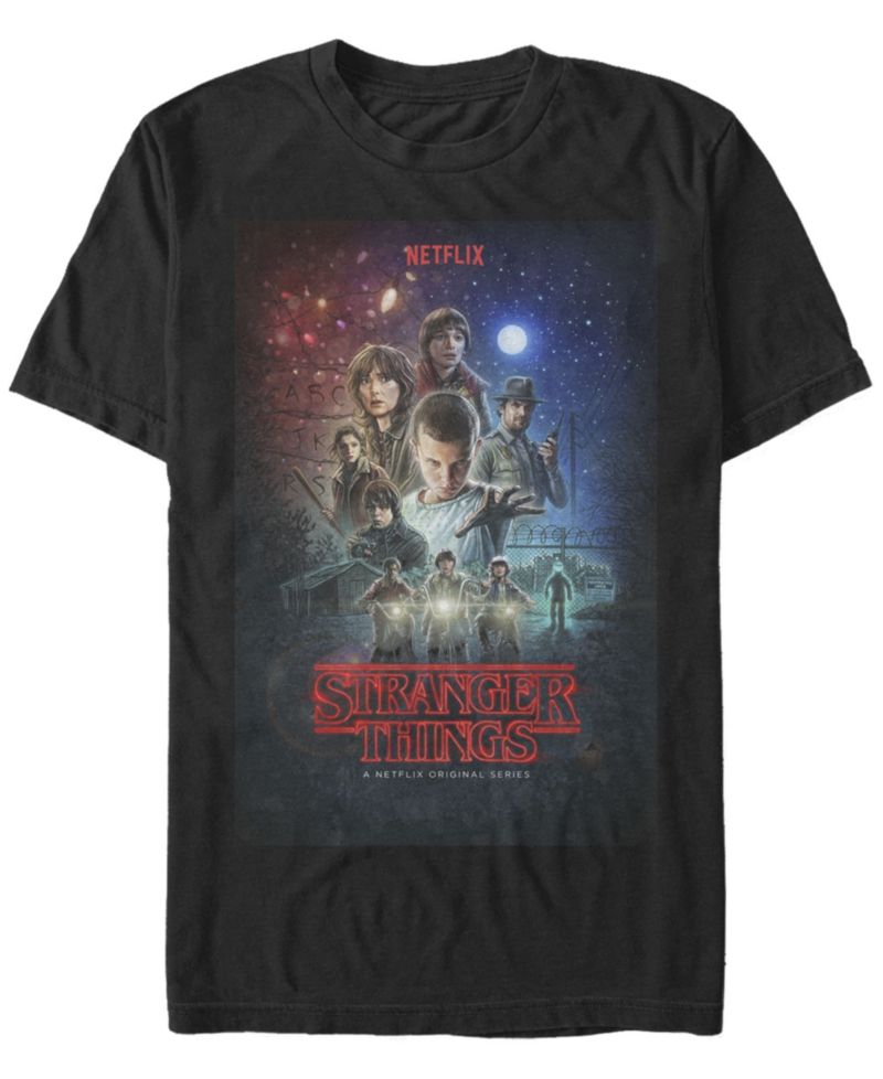 Men's Stranger Things Classic Group Poster Short Sleeve T-Shirt