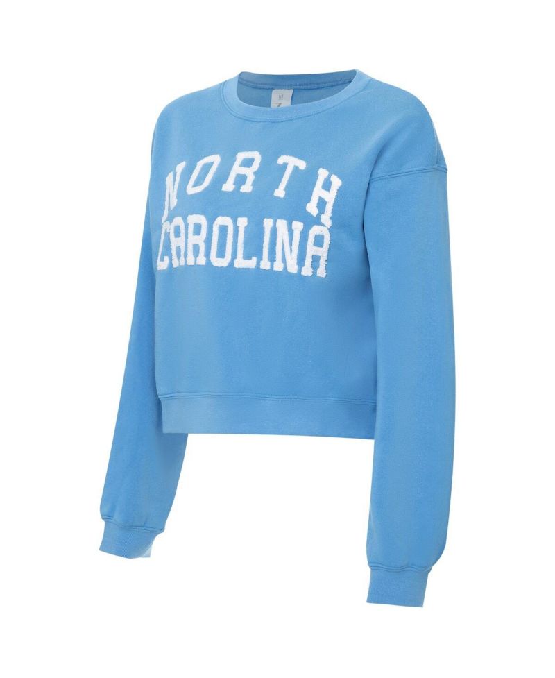 Women's Carolina Blue North Carolina Tar Heels Chenille Cropped Sweatshirt