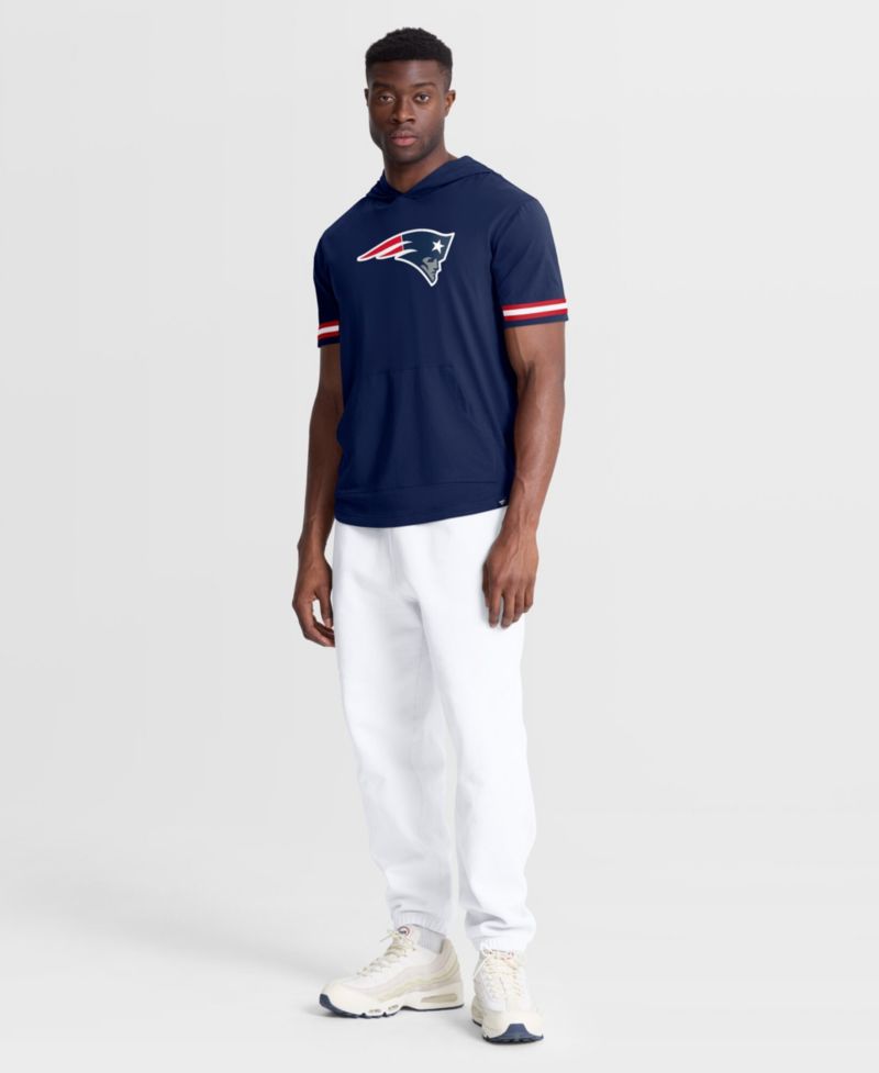 Men's Navy New England Patriots Optimal Play Short Sleeve Hooded T-Shirt
