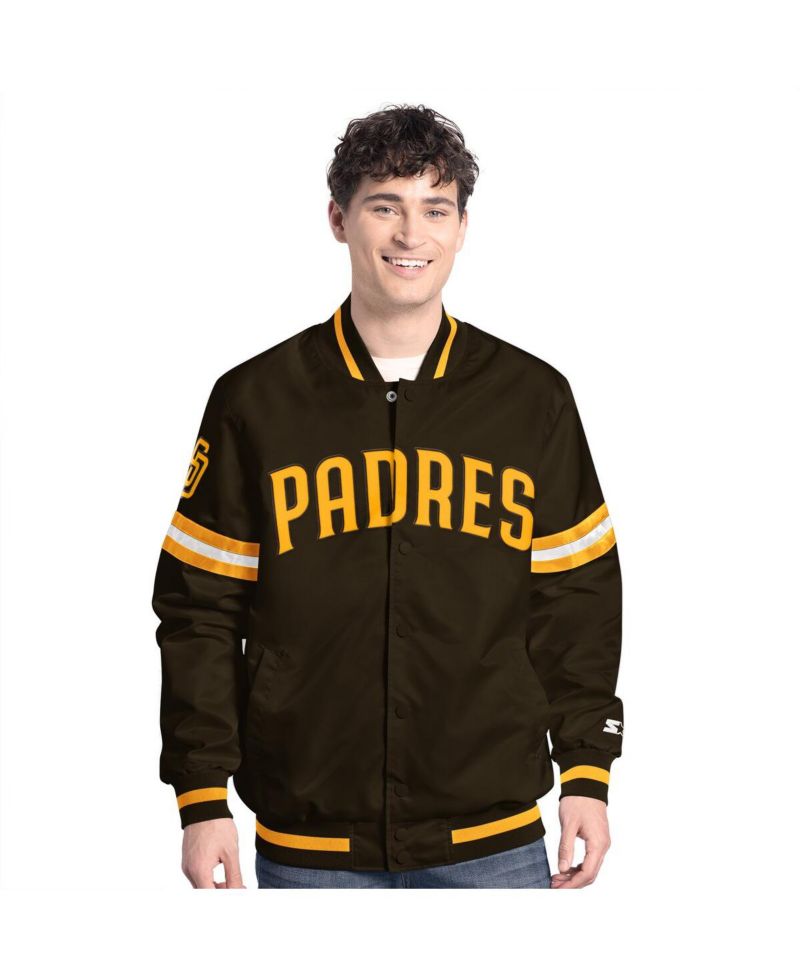 Men's Brown San Diego Padres Scout Full-Snap Varsity Jacket