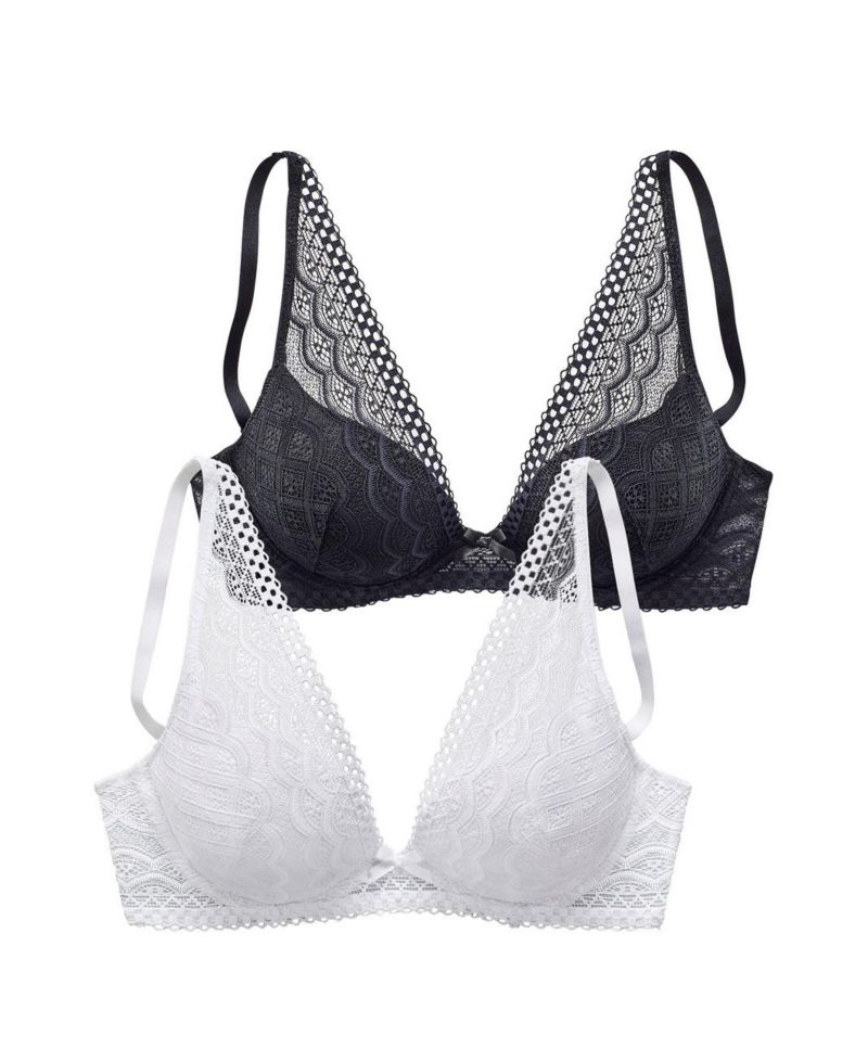 Women's 2-Pack Lace Underwire Push-Up Padded Push-Up Bra