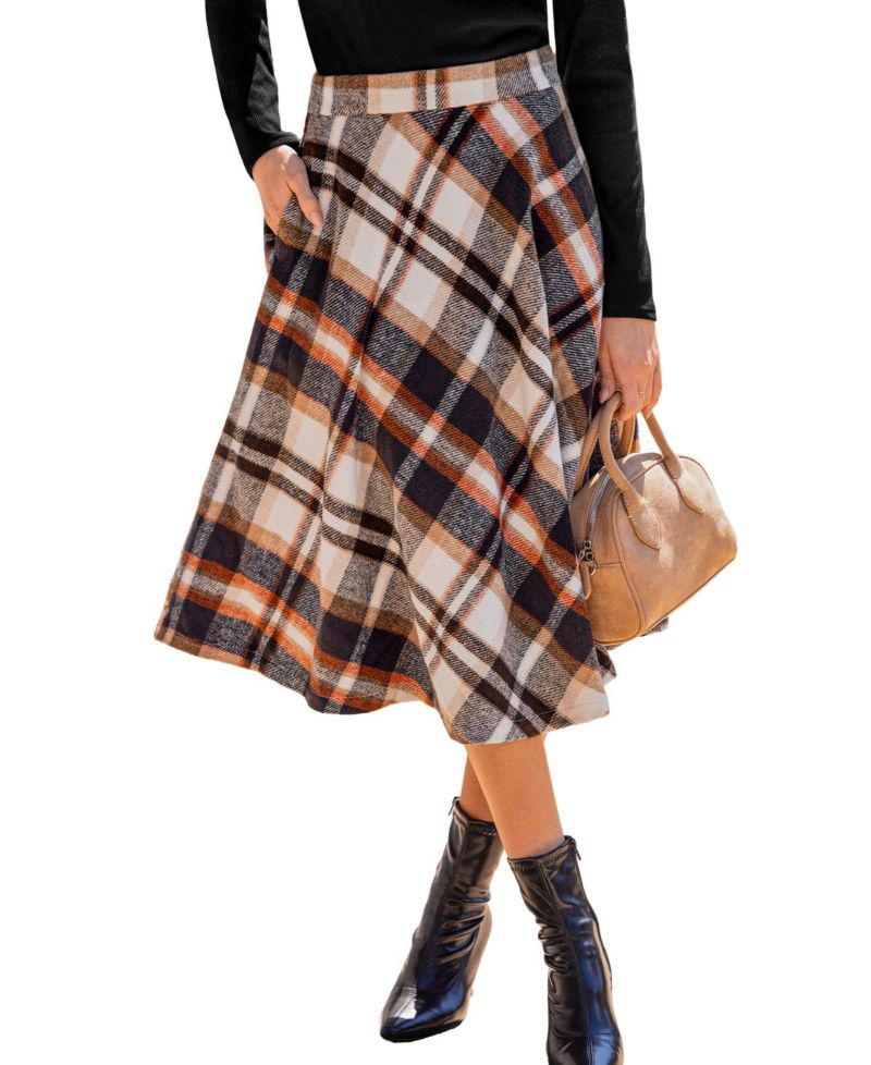Women's Primrose Plaid Midi Skirt