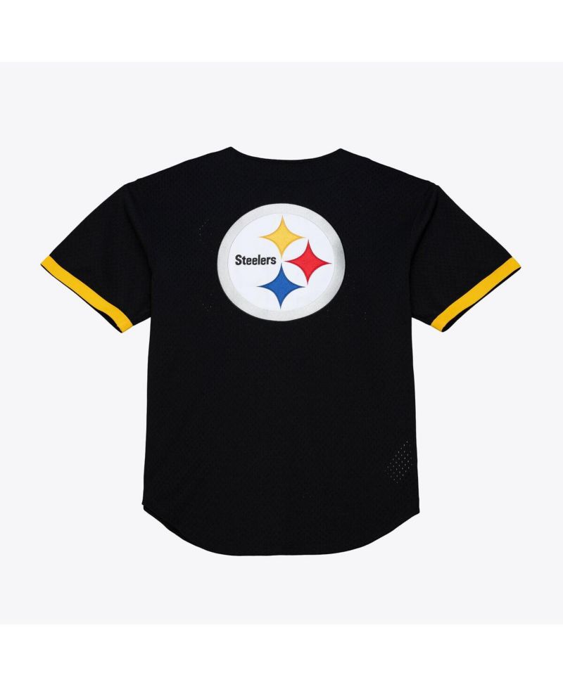 Men's Black Pittsburgh Steelers Head Coach Mesh Full-Button Fashion Jersey