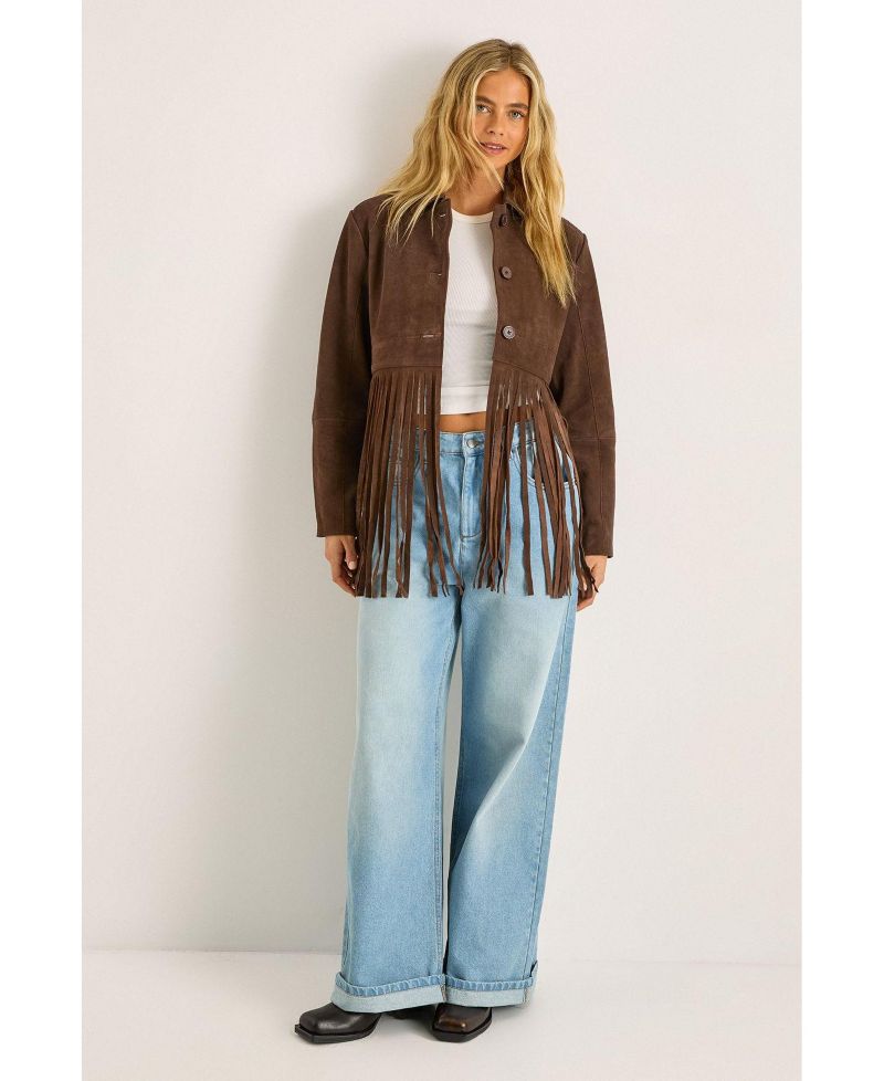 Women's Real Suede Fringe Jacket
