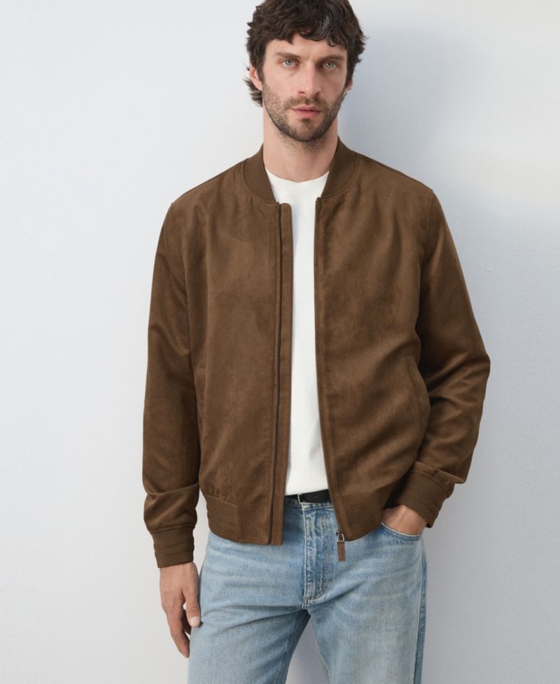 Men's Suede-Effect Bomber Jacket