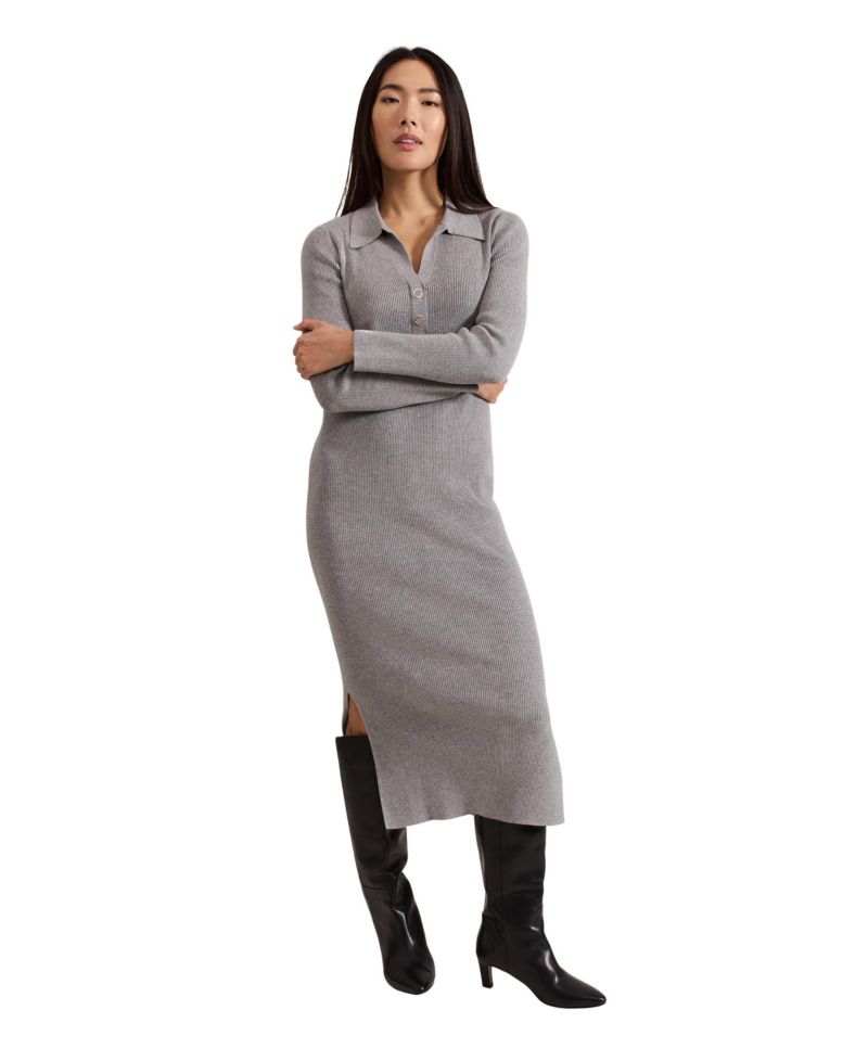 Women's Lucy Long-Sleeve Collared Ribbed-Knit Dress