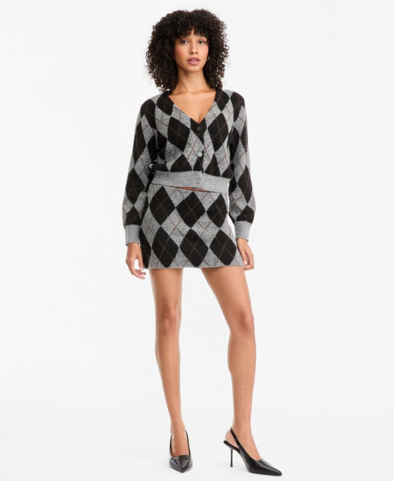 Women's Argyle Knit Mini Skirt