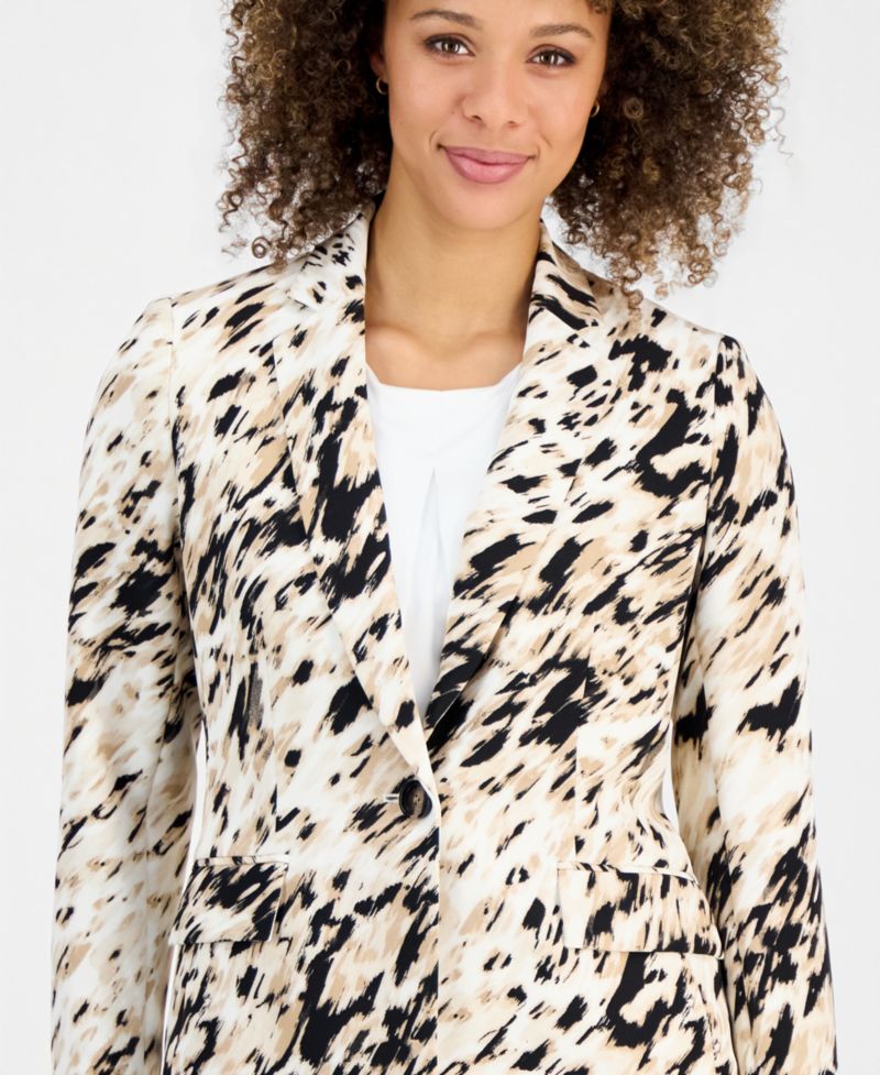 Women's Animal-Print One-Button Blazer