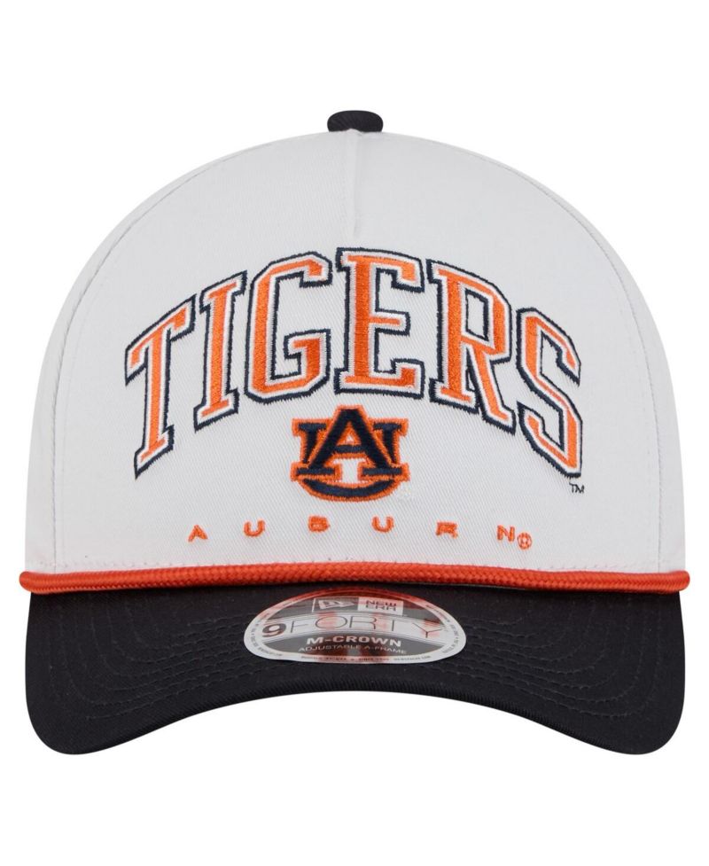 Men's White/Navy Auburn Tigers Arch Two-Tone Rope 9FORTY A-Frame M-Crown Adjustable Hat