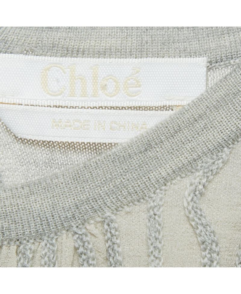 Women's Grey Wavy Embroidered Silk And Jersey Top