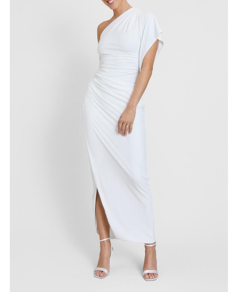 Women's Asymmetric Drape Stretch Occasion Dress
